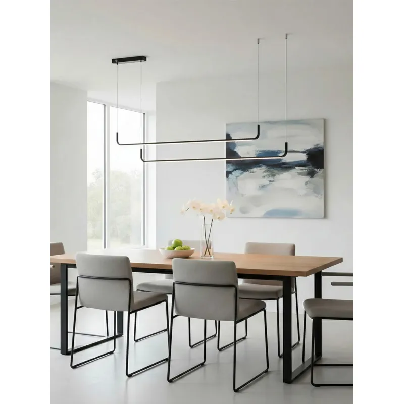 kelvo® LINARIA KLV-101-0258 Κρεμαστό Φωτιστικό Οροφής LED 72W 7200lm 180° AC 220-240V IP20 Ρυθμιζόμενο Λευκό CCT με Χειριστήριο από 2700K έως 6000K Dimmable - Lumileds SMD Chip - Μαύρο Ματ - Μ130 x Π4 x Υ25cm - 3 Χρόνια Εγγύηση