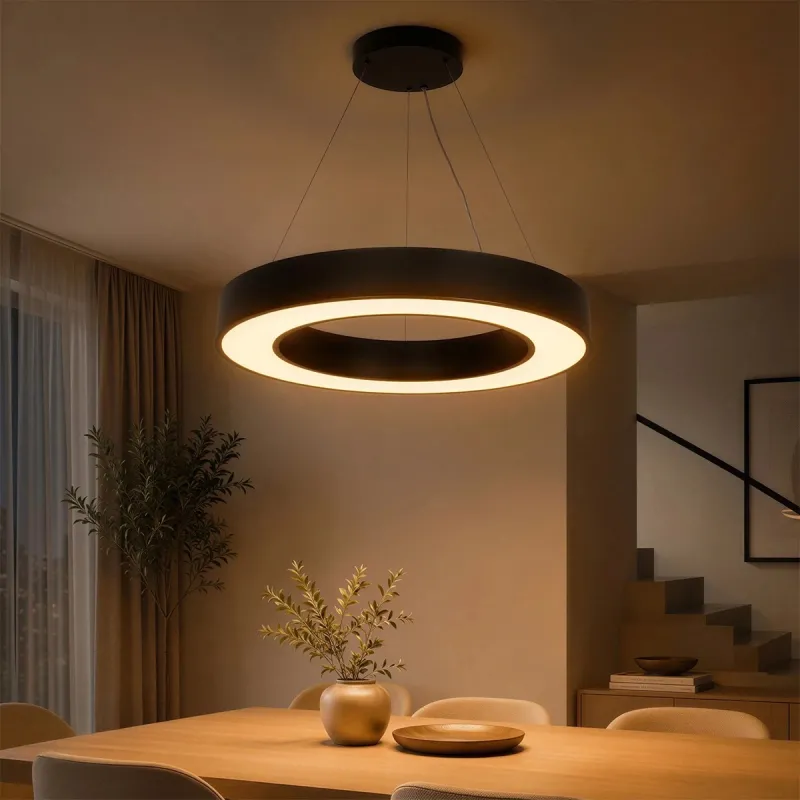 kelvo® RA KLV-101-0365 Κρεμαστό Φωτιστικό Οροφής LED 67W 6700lm 120° AC 220-240V IP20 Ρυθμιζόμενο Λευκό CCT με Χειριστήριο από 2700K έως 6000K Dimmable - Lumileds SMD Chip - Μαύρο Ματ - Μ60 x Π60 x Υ8cm - 3 Χρόνια Εγγύηση