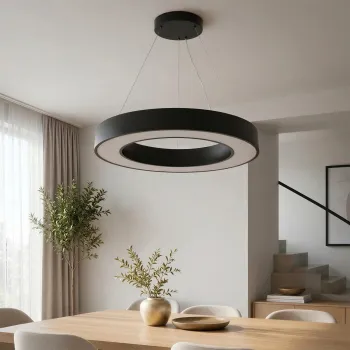 kelvo® RA KLV-101-0365 Κρεμαστό Φωτιστικό Οροφής LED 67W 6700lm 120° AC 220-240V IP20 Ρυθμιζόμενο Λευκό CCT με Χειριστήριο από 2700K έως 6000K Dimmable - Lumileds SMD Chip - Μαύρο Ματ - Μ60 x Π60 x Υ8cm - 3 Χρόνια Εγγύηση