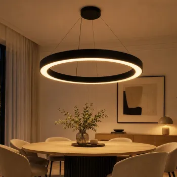 kelvo® RA KLV-101-0369 Κρεμαστό Φωτιστικό Οροφής LED 100W 10000lm 120° AC 220-240V IP20 Ρυθμιζόμενο Λευκό CCT με Χειριστήριο από 2700K έως 6000K Dimmable - Lumileds SMD Chip - Μαύρο Ματ - Μ120 x Π120 x Υ8cm - 3 Χρόνια Εγγύηση