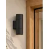 GLOBOSTAR® WALLY 77877 Μοντέρνο Φωτιστικό Τοίχου - Απλίκα με Ντουί 2 x GU10 AC 220-240V Αδιάβροχο IP65 - Μαύρο Ματ - Μ6.5 x Π9 x Υ18cm