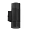 GLOBOSTAR® WALLY 77877 Μοντέρνο Φωτιστικό Τοίχου - Απλίκα με Ντουί 2 x GU10 AC 220-240V Αδιάβροχο IP65 - Μαύρο Ματ - Μ6.5 x Π9 x Υ18cm