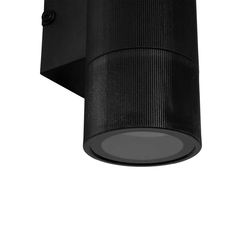 GLOBOSTAR® WALLY 77877 Μοντέρνο Φωτιστικό Τοίχου - Απλίκα με Ντουί 2 x GU10 AC 220-240V Αδιάβροχο IP65 - Μαύρο Ματ - Μ6.5 x Π9 x Υ18cm