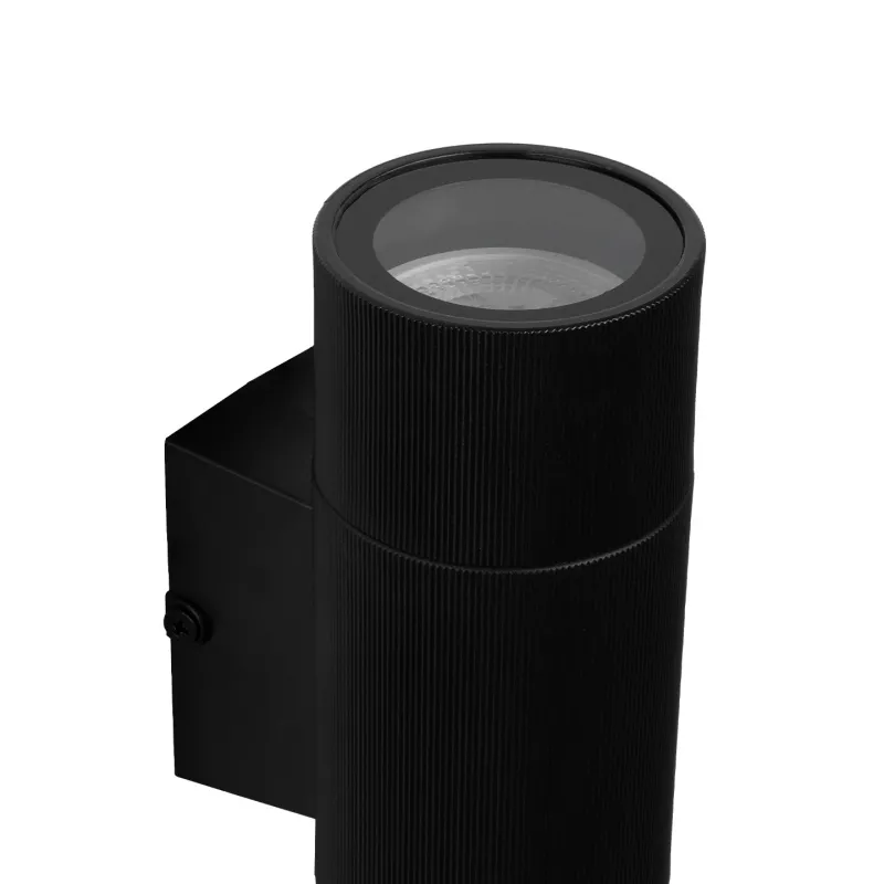 GLOBOSTAR® WALLY 77877 Μοντέρνο Φωτιστικό Τοίχου - Απλίκα με Ντουί 2 x GU10 AC 220-240V Αδιάβροχο IP65 - Μαύρο Ματ - Μ6.5 x Π9 x Υ18cm