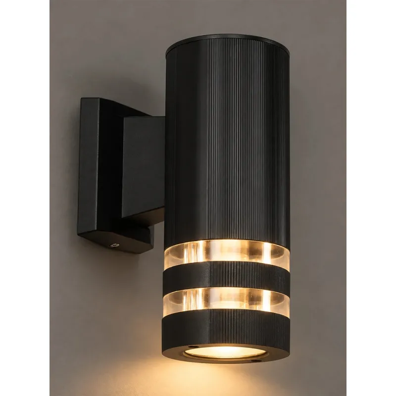 GLOBOSTAR® ORION 77886 Μοντέρνο Φωτιστικό Τοίχου - Απλίκα με Ντουί 1 x GU10 AC 220-240V Αδιάβροχο IP65 - Μαύρο Ματ - Μ9 x Π15.5 x Υ22cm
