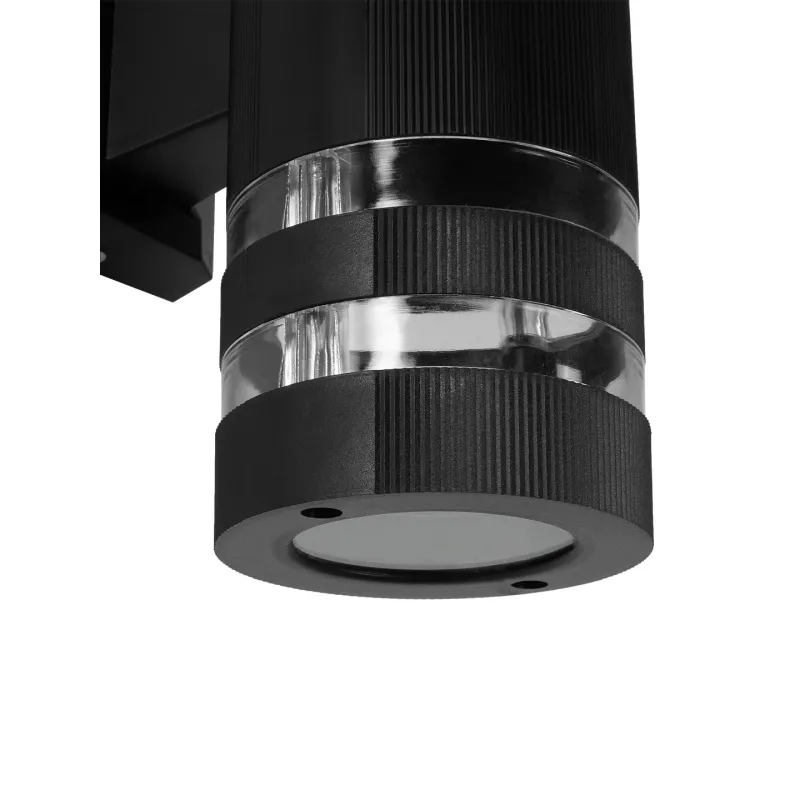 GLOBOSTAR® ORION 77886 Μοντέρνο Φωτιστικό Τοίχου - Απλίκα με Ντουί 1 x GU10 AC 220-240V Αδιάβροχο IP65 - Μαύρο Ματ - Μ9 x Π15.5 x Υ22cm