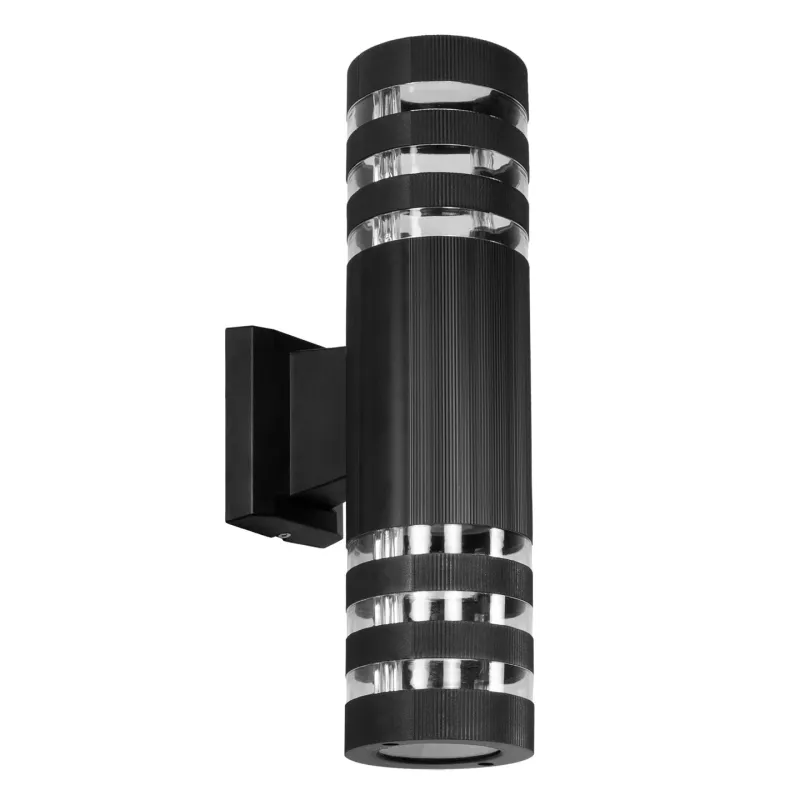 GLOBOSTAR® ORION 77887 Μοντέρνο Φωτιστικό Τοίχου - Απλίκα με Ντουί 2 x GU10 AC 220-240V Αδιάβροχο IP65 - Μαύρο Ματ - Μ9 x Π15 x Υ35.5cm