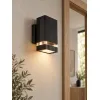 GLOBOSTAR® QUATRO 77896 Μοντέρνο Φωτιστικό Τοίχου - Απλίκα με Ντουί 1 x GU10 AC 220-240V Αδιάβροχο IP65 - Μαύρο Ματ - Μ11 x Π13 x Υ17.5cm