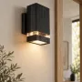 GLOBOSTAR® QUATRO 77896 Μοντέρνο Φωτιστικό Τοίχου - Απλίκα με Ντουί 1 x GU10 AC 220-240V Αδιάβροχο IP65 - Μαύρο Ματ - Μ11 x Π13 x Υ17.5cm