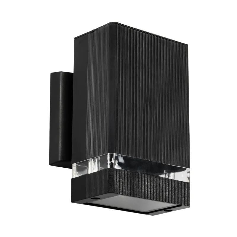 GLOBOSTAR® QUATRO 77896 Μοντέρνο Φωτιστικό Τοίχου - Απλίκα με Ντουί 1 x GU10 AC 220-240V Αδιάβροχο IP65 - Μαύρο Ματ - Μ11 x Π13 x Υ17.5cm