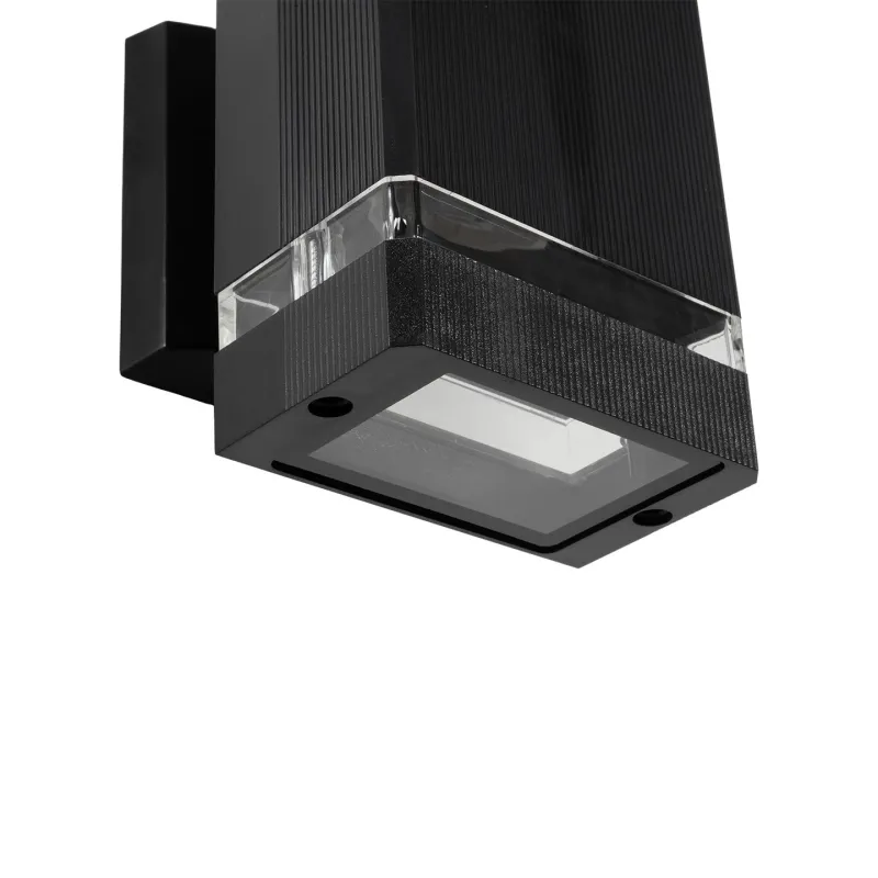 GLOBOSTAR® QUATRO 77896 Μοντέρνο Φωτιστικό Τοίχου - Απλίκα με Ντουί 1 x GU10 AC 220-240V Αδιάβροχο IP65 - Μαύρο Ματ - Μ11 x Π13 x Υ17.5cm