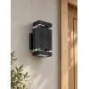 GLOBOSTAR® QUATRO 77897 Μοντέρνο Φωτιστικό Τοίχου - Απλίκα με Ντουί 2 x GU10 AC 220-240V Αδιάβροχο IP65 - Μαύρο Ματ - Μ11 x Π13 x Υ21.5cm
