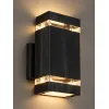 GLOBOSTAR® QUATRO 77897 Μοντέρνο Φωτιστικό Τοίχου - Απλίκα με Ντουί 2 x GU10 AC 220-240V Αδιάβροχο IP65 - Μαύρο Ματ - Μ11 x Π13 x Υ21.5cm