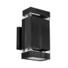 GLOBOSTAR® QUATRO 77897 Μοντέρνο Φωτιστικό Τοίχου - Απλίκα με Ντουί 2 x GU10 AC 220-240V Αδιάβροχο IP65 - Μαύρο Ματ - Μ11 x Π13 x Υ21.5cm