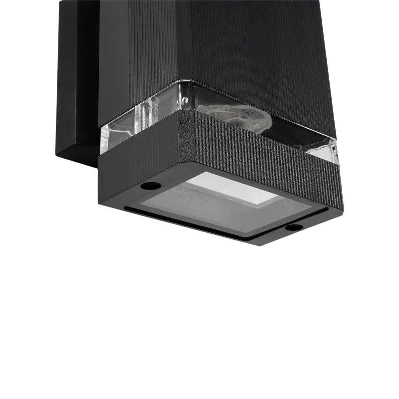 GLOBOSTAR® QUATRO 77897 Μοντέρνο Φωτιστικό Τοίχου - Απλίκα με Ντουί 2 x GU10 AC 220-240V Αδιάβροχο IP65 - Μαύρο Ματ - Μ11 x Π13 x Υ21.5cm