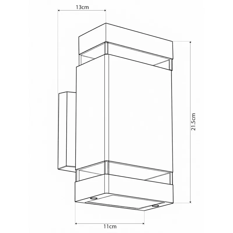 GLOBOSTAR® QUATRO 77897 Μοντέρνο Φωτιστικό Τοίχου - Απλίκα με Ντουί 2 x GU10 AC 220-240V Αδιάβροχο IP65 - Μαύρο Ματ - Μ11 x Π13 x Υ21.5cm