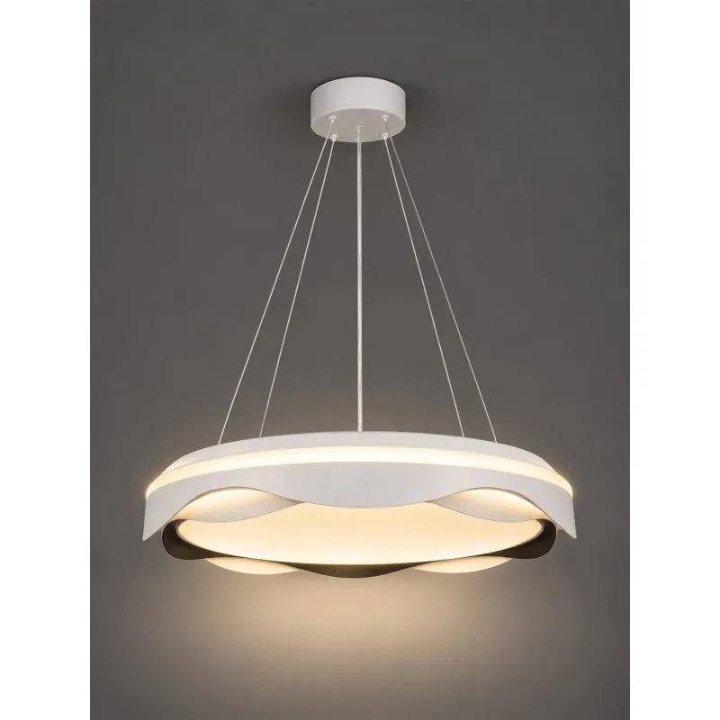 GLOBOSTAR® LOTUS GLB-101-0100 Μοντέρνο Κρεμαστό Φωτιστικό Οροφής LED 72W 7200lm 120° AC 220-240V IP20 Ρυθμιζόμενο Λευκό CCT με Χειριστήριο από 2700K έως 6000K Dimmable - Lumileds SMD Chip - Λευκό & Μαύρο Ματ - Μ50 x Π50 x Υ9.5cm - 3 Χρόνια Εγγύηση