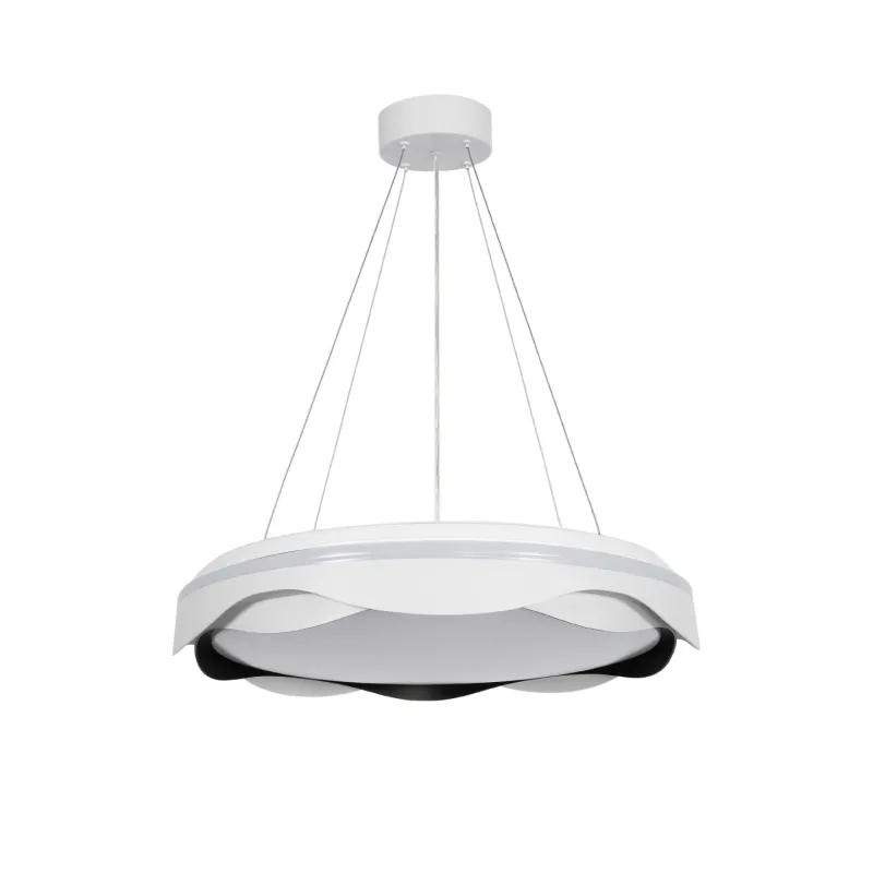 GLOBOSTAR® LOTUS GLB-101-0100 Μοντέρνο Κρεμαστό Φωτιστικό Οροφής LED 72W 7200lm 120° AC 220-240V IP20 Ρυθμιζόμενο Λευκό CCT με Χειριστήριο από 2700K έως 6000K Dimmable - Lumileds SMD Chip - Λευκό & Μαύρο Ματ - Μ50 x Π50 x Υ9.5cm - 3 Χρόνια Εγγύηση