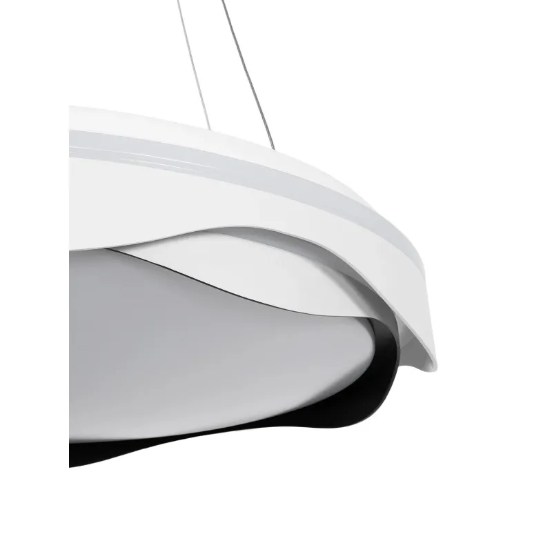 GLOBOSTAR® LOTUS GLB-101-0100 Μοντέρνο Κρεμαστό Φωτιστικό Οροφής LED 72W 7200lm 120° AC 220-240V IP20 Ρυθμιζόμενο Λευκό CCT με Χειριστήριο από 2700K έως 6000K Dimmable - Lumileds SMD Chip - Λευκό & Μαύρο Ματ - Μ50 x Π50 x Υ9.5cm - 3 Χρόνια Εγγύηση