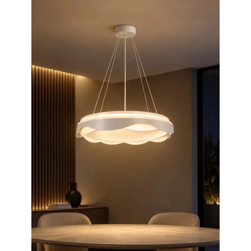 GLOBOSTAR® LOTUS GLB-101-0101 Μοντέρνο Κρεμαστό Φωτιστικό Οροφής LED 72W 7200lm 120° AC 220-240V IP20 Ρυθμιζόμενο Λευκό CCT με Χειριστήριο από 2700K έως 6000K Dimmable - Lumileds SMD Chip - Λευκό Ματ - Μ50 x Π50 x Υ9.5cm - 3 Χρόνια Εγγύηση