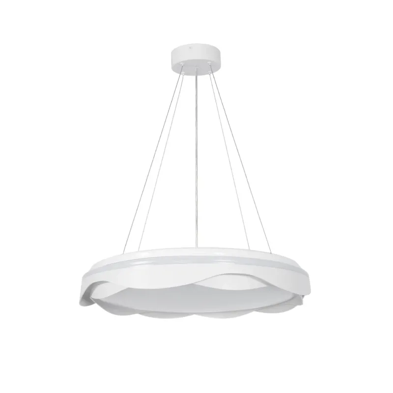 GLOBOSTAR® LOTUS GLB-101-0101 Μοντέρνο Κρεμαστό Φωτιστικό Οροφής LED 72W 7200lm 120° AC 220-240V IP20 Ρυθμιζόμενο Λευκό CCT με Χειριστήριο από 2700K έως 6000K Dimmable - Lumileds SMD Chip - Λευκό Ματ - Μ50 x Π50 x Υ9.5cm - 3 Χρόνια Εγγύηση