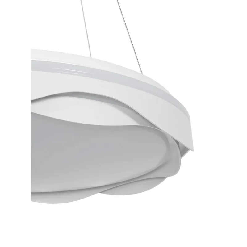 GLOBOSTAR® LOTUS GLB-101-0101 Μοντέρνο Κρεμαστό Φωτιστικό Οροφής LED 72W 7200lm 120° AC 220-240V IP20 Ρυθμιζόμενο Λευκό CCT με Χειριστήριο από 2700K έως 6000K Dimmable - Lumileds SMD Chip - Λευκό Ματ - Μ50 x Π50 x Υ9.5cm - 3 Χρόνια Εγγύηση