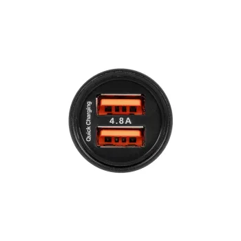 GLOBOSTAR® MATRIX GLB-106-0025 Τροφοδοτικό/Φορτιστής Αυτοκινήτου με 1 x USB 2.4A & 1 x USB-C 2.4A για Εύκαμπτη Κυλιόμενη Ψηφιακή Επιγραφή 12W AC 220-240V σε DC 5V IP20 - Μ6.6 x Π2.8 x Υ2.8cm - 2 Χρόνια Εγγύηση