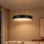 kelvo® RONDO KLV-101-0587 Κρεμαστό Φωτιστικό Οροφής LED 36W 3600lm 120° AC 220-240V IP20 Ρυθμιζόμενο Λευκό CCT με Διακόπτη στο Driver 2700K/4500K/6000K Triac Dimmable - Lumileds SMD Chip & ENEC/TÜV Driver - Μαύρο Ματ & Εφέ Ξύλου - Μ50 x Π50 x Υ7cm