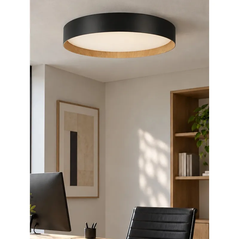 kelvo® RONDO KLV-101-0587-V2 Φωτιστικό Οροφής LED 36W 3600lm 120° AC 220-240V IP20 Ρυθμιζόμενο Λευκό CCT με Διακόπτη στο Driver 2700K/4500K/6000K Triac Dimmable - Lumileds SMD Chip & ENEC/TÜV Driver - Μαύρο Ματ & Εφέ Ξύλου - Μ50 x Π50 x Υ7cm - 5 Χ