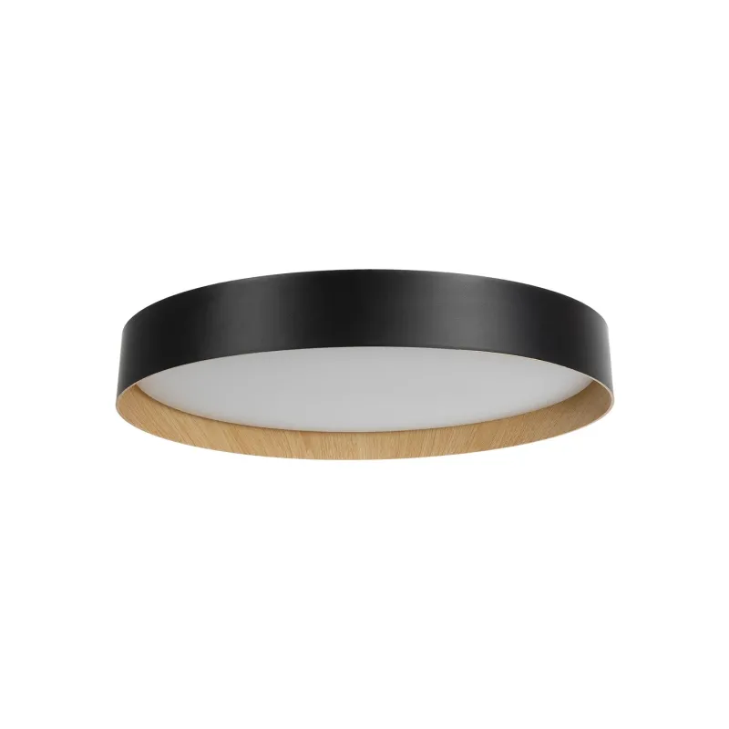 kelvo® RONDO KLV-101-0587-V2 Φωτιστικό Οροφής LED 36W 3600lm 120° AC 220-240V IP20 Ρυθμιζόμενο Λευκό CCT με Διακόπτη στο Driver 2700K/4500K/6000K Triac Dimmable - Lumileds SMD Chip & ENEC/TÜV Driver - Μαύρο Ματ & Εφέ Ξύλου - Μ50 x Π50 x Υ7cm - 5 Χ