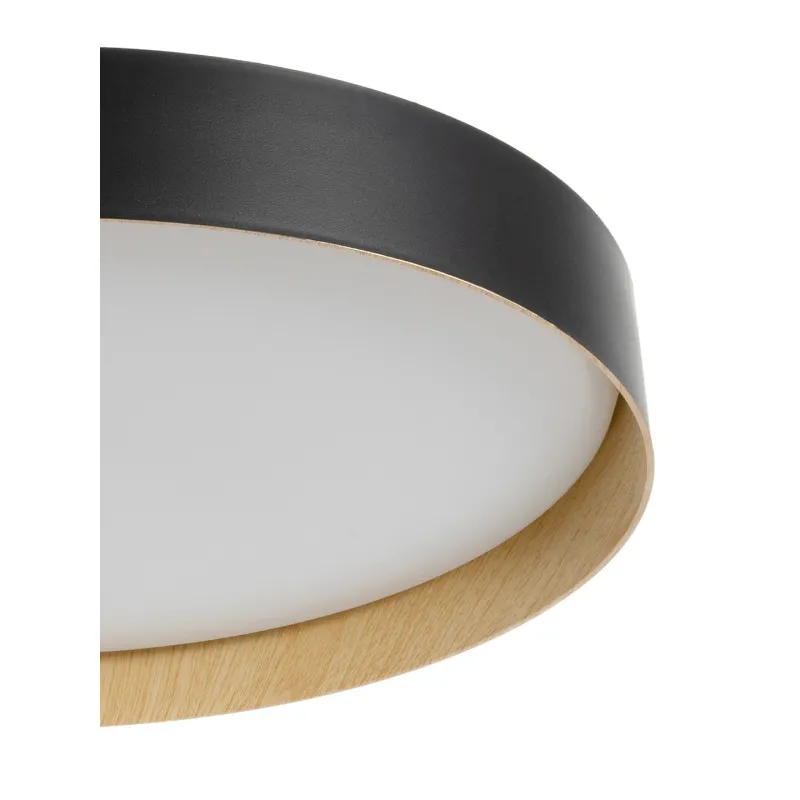 kelvo® RONDO KLV-101-0587-V2 Φωτιστικό Οροφής LED 36W 3600lm 120° AC 220-240V IP20 Ρυθμιζόμενο Λευκό CCT με Διακόπτη στο Driver 2700K/4500K/6000K Triac Dimmable - Lumileds SMD Chip & ENEC/TÜV Driver - Μαύρο Ματ & Εφέ Ξύλου - Μ50 x Π50 x Υ7cm - 5 Χ