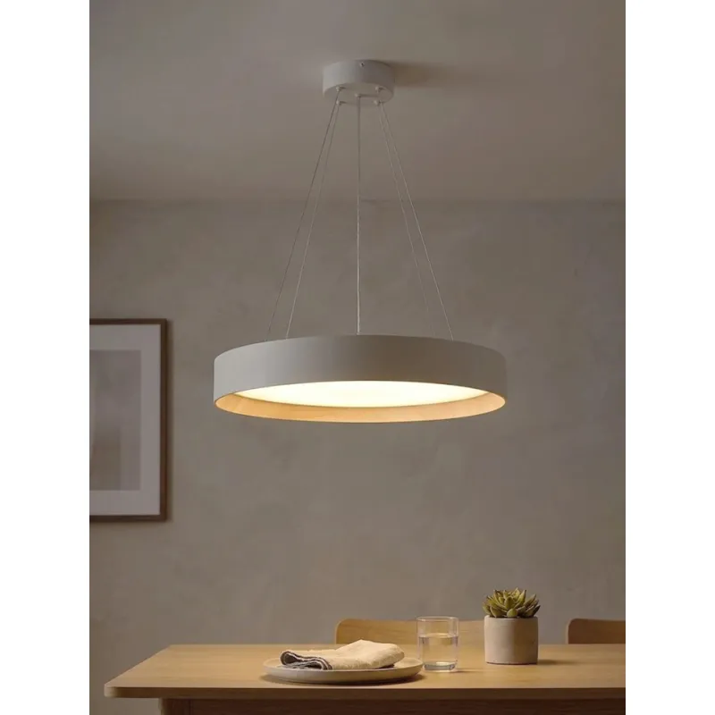 kelvo® RONDO KLV-101-0589 Κρεμαστό Φωτιστικό Οροφής LED 36W 3600lm 120° AC 220-240V IP20 Ρυθμιζόμενο Λευκό CCT με Διακόπτη στο Driver 2700K/4500K/6000K Triac Dimmable - Lumileds SMD Chip & ENEC/TÜV Driver - Λευκό Ματ & Εφέ Ξύλου - Μ50 x Π50 x Υ7cm