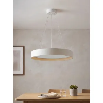 kelvo® RONDO KLV-101-0589 Κρεμαστό Φωτιστικό Οροφής LED 36W 3600lm 120° AC 220-240V IP20 Ρυθμιζόμενο Λευκό CCT με Διακόπτη στο Driver 2700K/4500K/6000K Triac Dimmable - Lumileds SMD Chip & ENEC/TÜV Driver - Λευκό Ματ & Εφέ Ξύλου - Μ50 x Π50 x Υ7cm