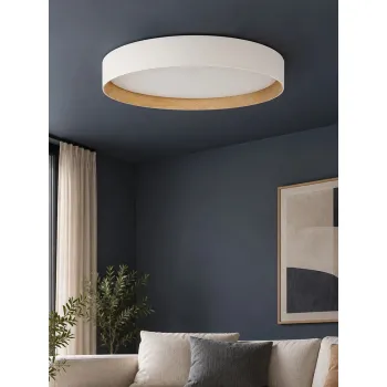 kelvo® RONDO KLV-101-0589-V2 Φωτιστικό Οροφής LED 36W 3600lm 120° AC 220-240V IP20 Ρυθμιζόμενο Λευκό CCT με Διακόπτη στο Driver 2700K/4500K/6000K Triac Dimmable - Lumileds SMD Chip & ENEC/TÜV Driver - Λευκό Ματ & Εφέ Ξύλου - Μ50 x Π50 x Υ7cm - 5 Χ