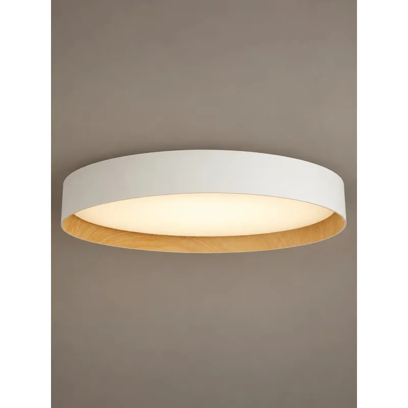 kelvo® RONDO KLV-101-0589-V2 Φωτιστικό Οροφής LED 36W 3600lm 120° AC 220-240V IP20 Ρυθμιζόμενο Λευκό CCT με Διακόπτη στο Driver 2700K/4500K/6000K Triac Dimmable - Lumileds SMD Chip & ENEC/TÜV Driver - Λευκό Ματ & Εφέ Ξύλου - Μ50 x Π50 x Υ7cm - 5 Χ