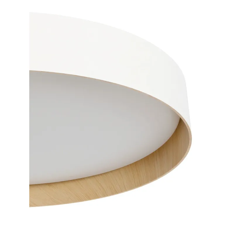 kelvo® RONDO KLV-101-0589-V2 Φωτιστικό Οροφής LED 36W 3600lm 120° AC 220-240V IP20 Ρυθμιζόμενο Λευκό CCT με Διακόπτη στο Driver 2700K/4500K/6000K Triac Dimmable - Lumileds SMD Chip & ENEC/TÜV Driver - Λευκό Ματ & Εφέ Ξύλου - Μ50 x Π50 x Υ7cm - 5 Χ