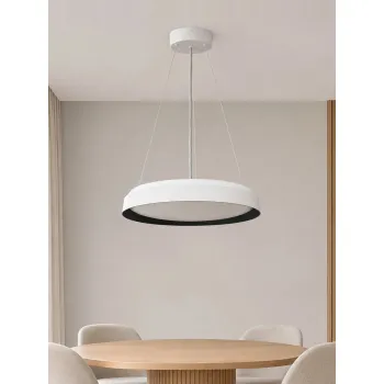 kelvo® VOLA KLV-101-0590 Κρεμαστό Φωτιστικό Οροφής LED 24W 2400lm 120° AC 220-240V IP20 Ρυθμιζόμενο Λευκό CCT με Διακόπτη στο Driver 2700K/4500K/6000K Triac Dimmable - Lumileds SMD Chip & ENEC/TÜV Driver - Μαύρο Ματ & Λευκό Ματ - Μ40 x Π40 x Υ7cm 