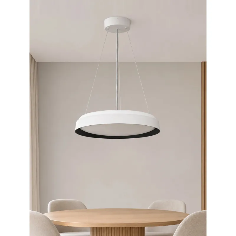 kelvo® VOLA KLV-101-0590 Κρεμαστό Φωτιστικό Οροφής LED 24W 2400lm 120° AC 220-240V IP20 Ρυθμιζόμενο Λευκό CCT με Διακόπτη στο Driver 2700K/4500K/6000K Triac Dimmable - Lumileds SMD Chip & ENEC/TÜV Driver - Μαύρο Ματ & Λευκό Ματ - Μ40 x Π40 x Υ7cm 