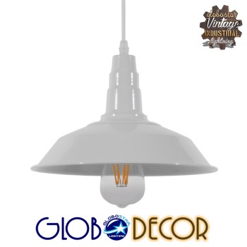 GLOBOSTAR® RAY 01044 Vintage Κρεμαστό Φωτιστικό Οροφής με Ντουί 1 x E27 AC 220-240V IP20 - Λευκό - Μ26 x Π26 x Υ25cm