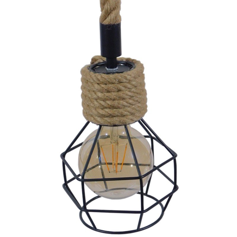 GLOBOSTAR® HELLET 01182 Vintage Κρεμαστό Φωτιστικό Οροφής με Ντουί 1 x E27 AC 220-240V IP20 - Μαύρο & Μπεζ - Μ16 x Π16 x Υ25cm