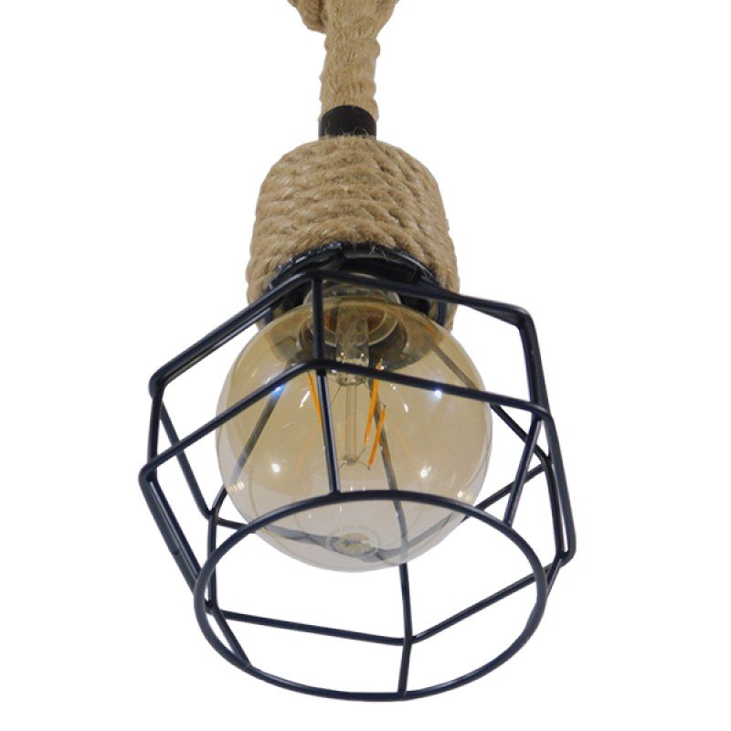 GLOBOSTAR® HELLET 01182 Vintage Κρεμαστό Φωτιστικό Οροφής με Ντουί 1 x E27 AC 220-240V IP20 - Μαύρο & Μπεζ - Μ16 x Π16 x Υ25cm