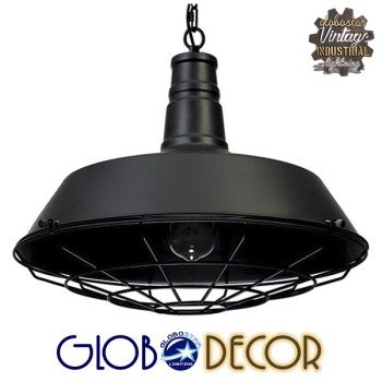 GLOBOSTAR® RAY 01048 Vintage Κρεμαστό Φωτιστικό Οροφής με Ντουί 1 x E27 AC 220-240V IP20 - Μαύρο - Μ46 x Π46 x Υ25cm