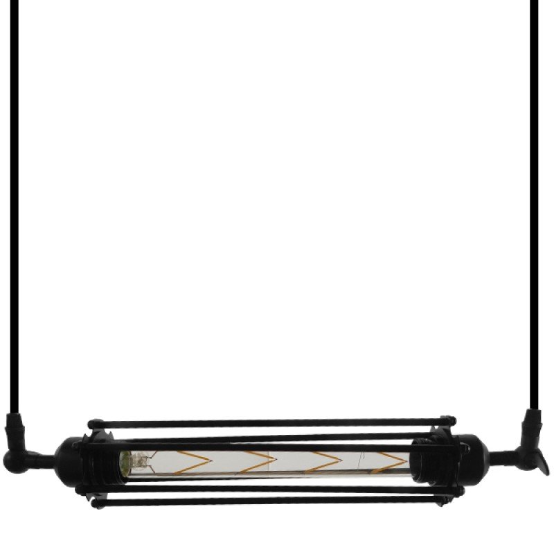 GLOBOSTAR® TUBING 01085 Vintage Κρεμαστό Φωτιστικό Οροφής με Ντουί 1 x E27 AC 220-240V IP20 - Μαύρο - Μ43 x Π11 x Υ11cm