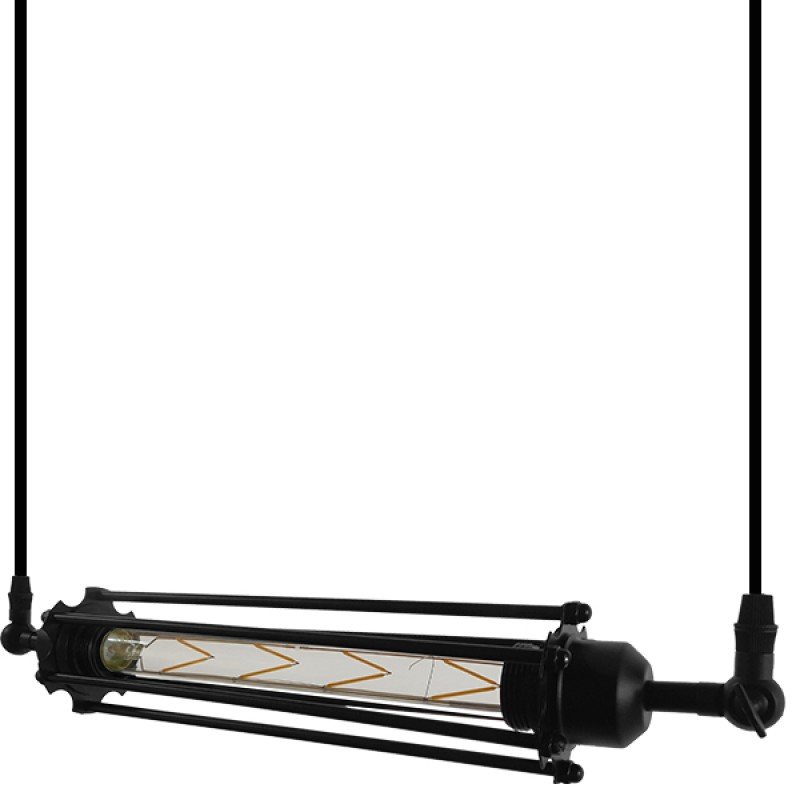 GLOBOSTAR® TUBING 01085 Vintage Κρεμαστό Φωτιστικό Οροφής με Ντουί 1 x E27 AC 220-240V IP20 - Μαύρο - Μ43 x Π11 x Υ11cm