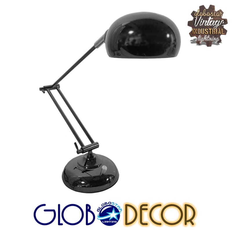 GLOBOSTAR® OFFICE 01392 Μοντέρνο Επιτραπέζιο Φωτιστικό Πορτατίφ με Ντουί 1 x E27 AC 220-240V IP20 - Μαύρο - Μ12 x Π12 x Υ80cm