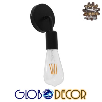 GLOBOSTAR® DON 01396 Vintage Φωτιστικό Τοίχου - Απλίκα με Ντουί 1 x E27 AC 220-240V IP20 - Μαύρο - Μ10 x Π7 x Υ16cm