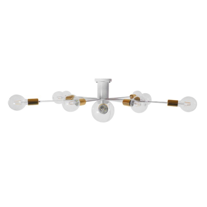GLOBOSTAR® OLINDA 01383 Μοντέρνο Φωτιστικό Οροφής με Ντουί 10 x E27 AC 220-240V IP20 - Λευκό & Χρυσό - Μ95 x Π95 x Υ17cm