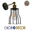 GLOBOSTAR® CATEL 01054 Vintage Φωτιστικό Τοίχου - Απλίκα με Ντουί 1 x E27 AC 220-240V IP20 - Μαύρο & Χρυσό - Μ15 x Π26 x Υ31cm