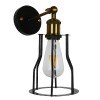 GLOBOSTAR® CATEL 01054 Vintage Φωτιστικό Τοίχου - Απλίκα με Ντουί 1 x E27 AC 220-240V IP20 - Μαύρο & Χρυσό - Μ15 x Π26 x Υ31cm