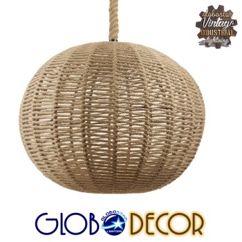 GLOBOSTAR® MANDALA 01593 Vintage Κρεμαστό Φωτιστικό Οροφής με Ντουί 1 x E27 AC 220-240V IP20 - Μπεζ - Μ60 x Π60 x Υ45cm